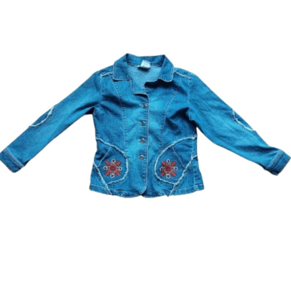 VINTAGE Blue Denim Jean Jacket Girl Size 10